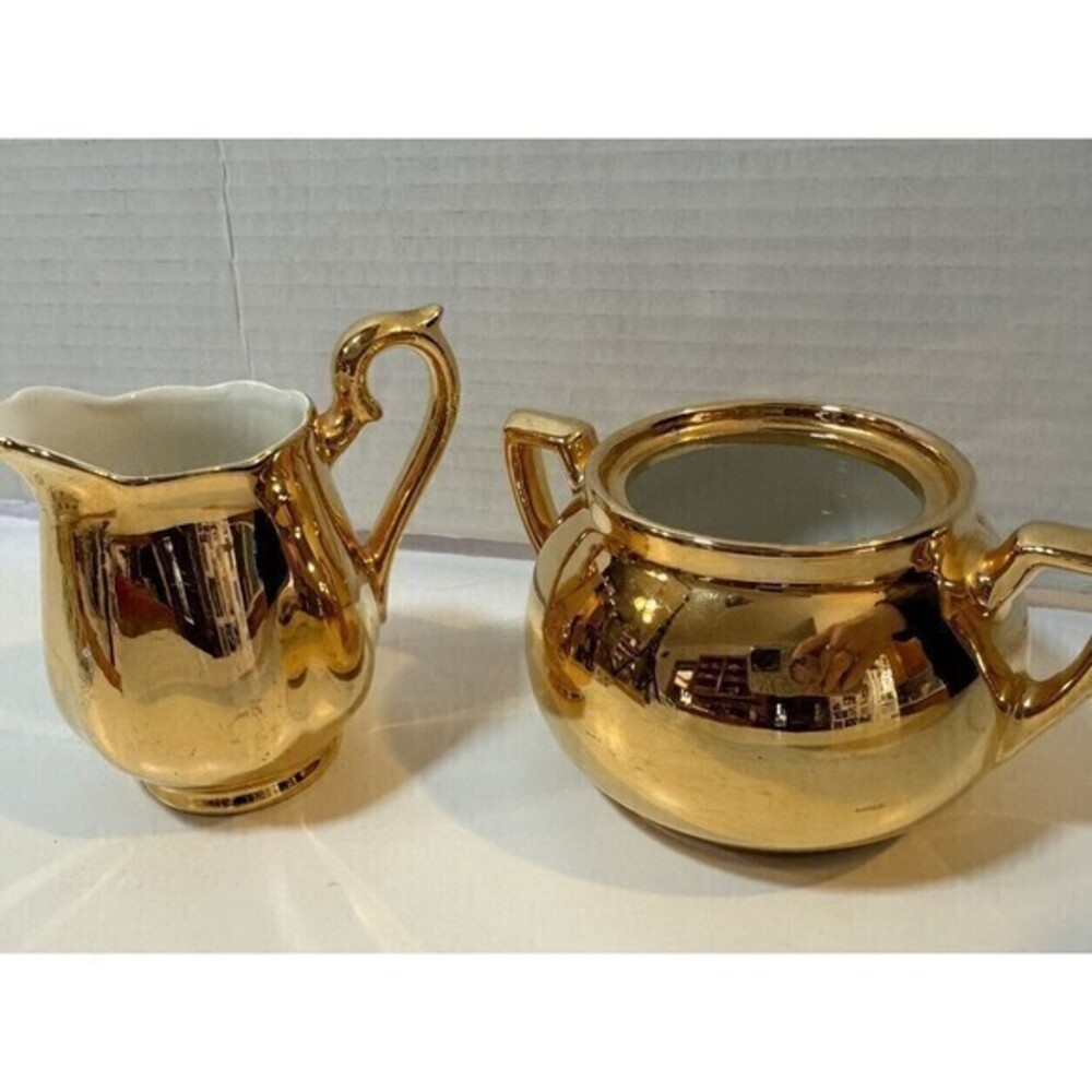 Hall Vintage Golden Glo China Sugar and Creamer Rare 320 & 3324